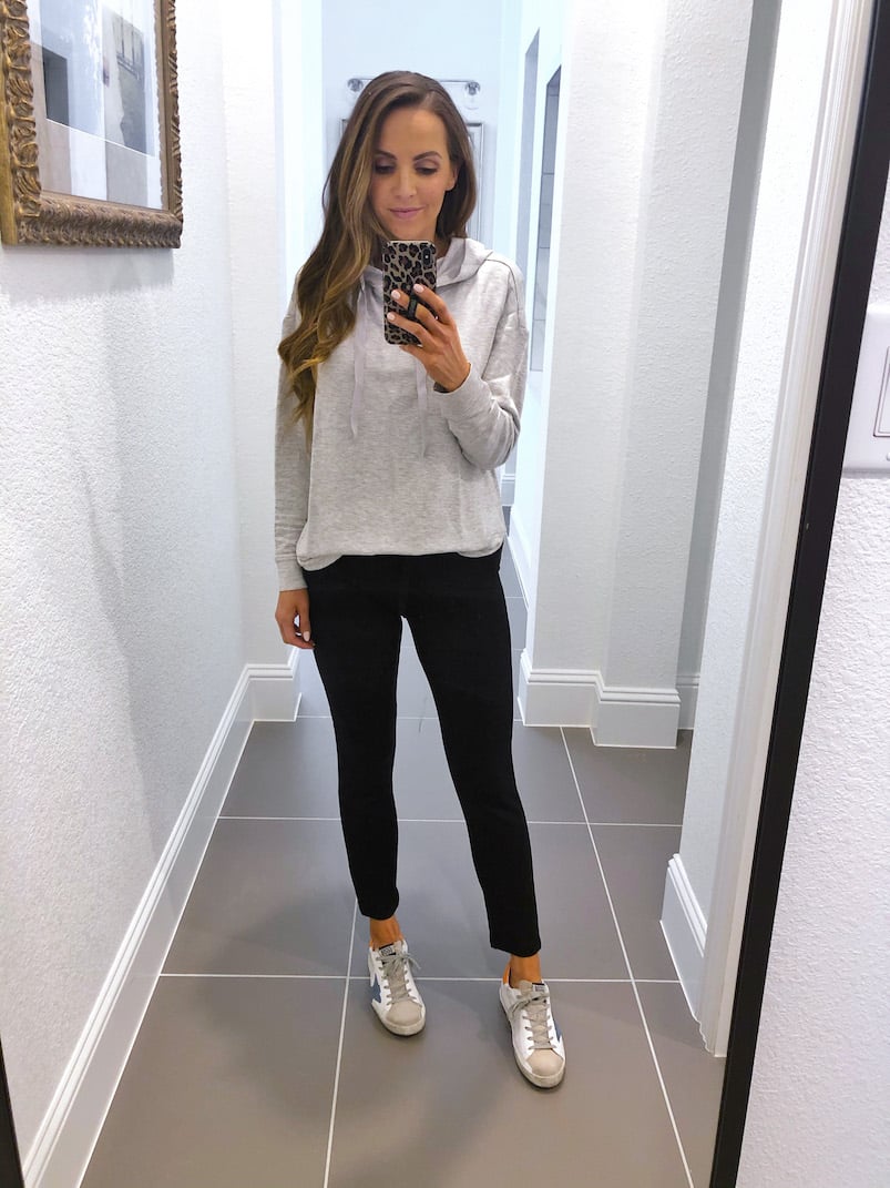 black loft pants and hoodie