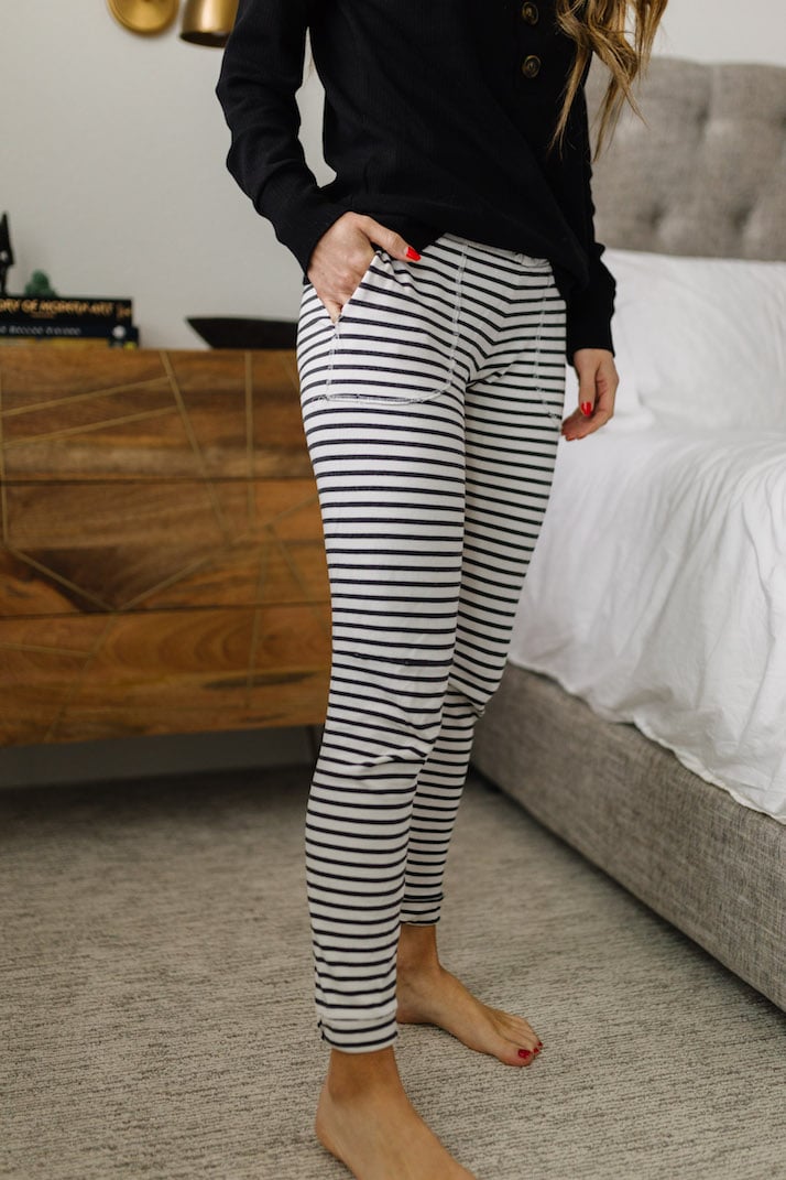 womens striped joggers
