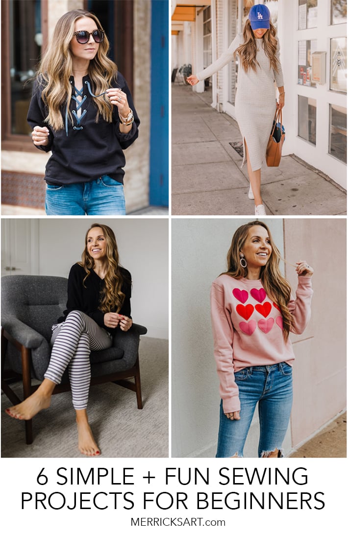 collage of beginner sewing projects