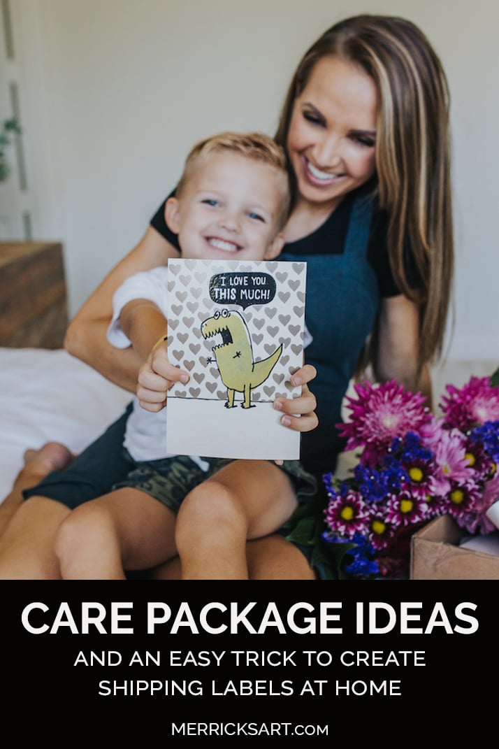pinterest graphic with care package ideas