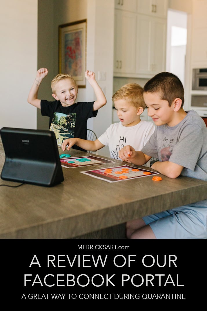boys at kitchen table with facebook portal