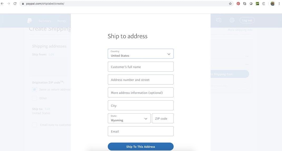 paypal shipping labels