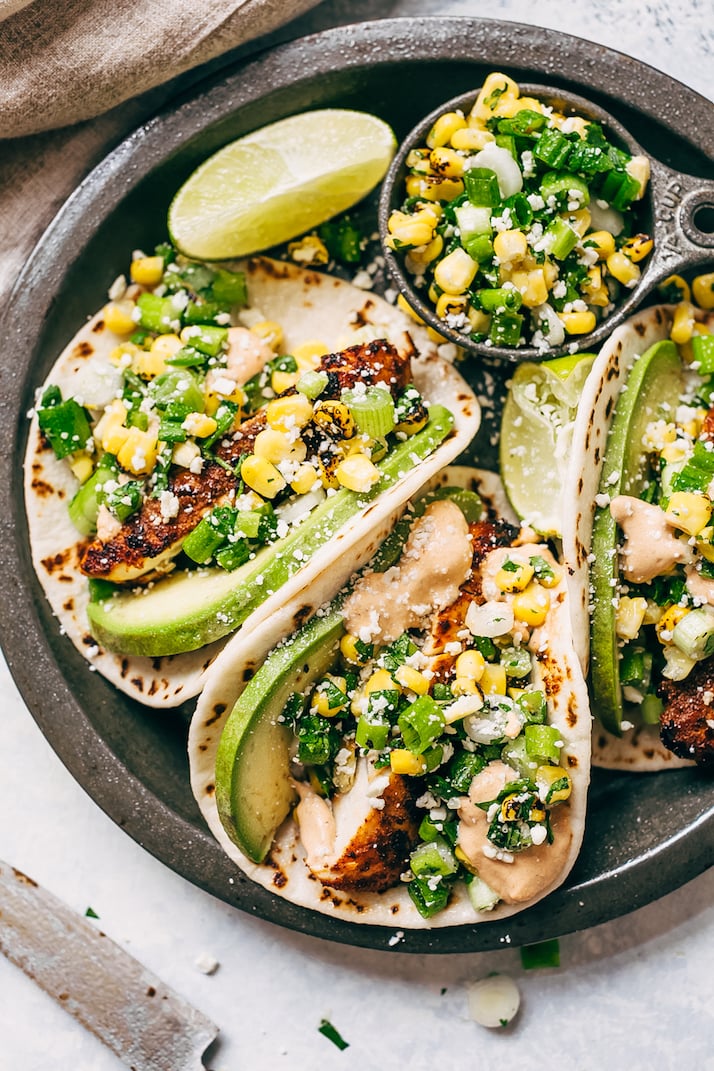 Mexican street corn chicken tacos