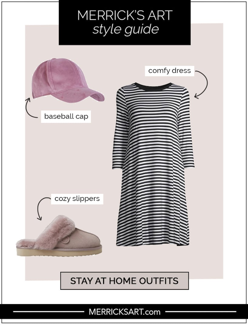 dress and baseball cap collage