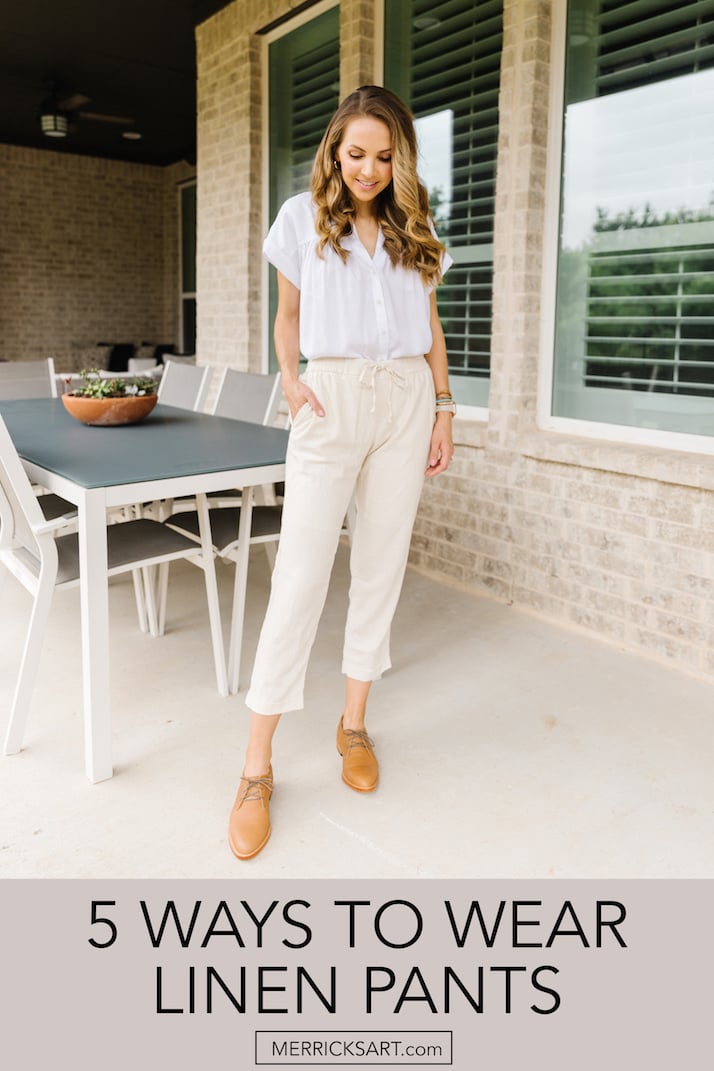 cream linen pants cropped