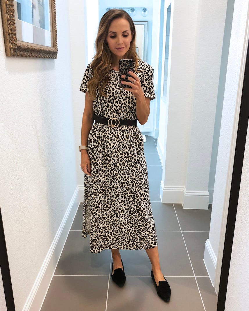 leopard maxi dress with black belt