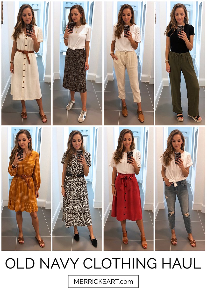 collage of old navy outfits