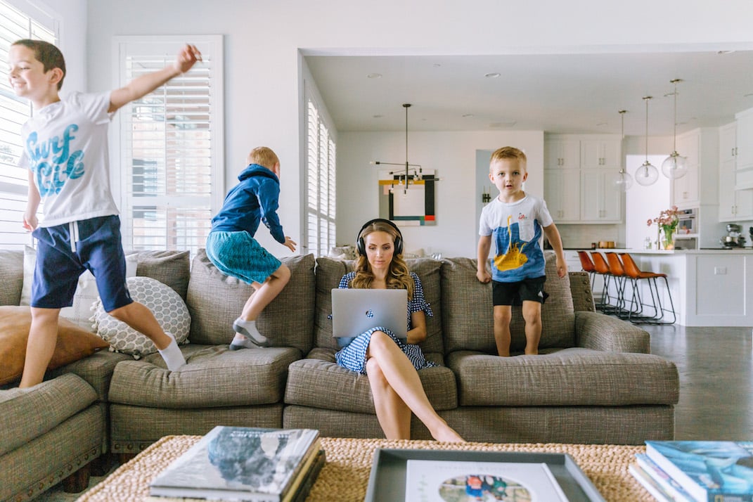 kids jumping on the couch