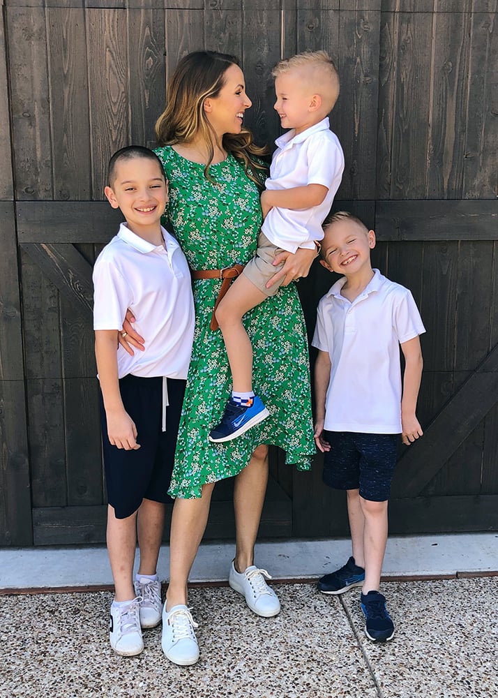 green floral dress with white sneakers