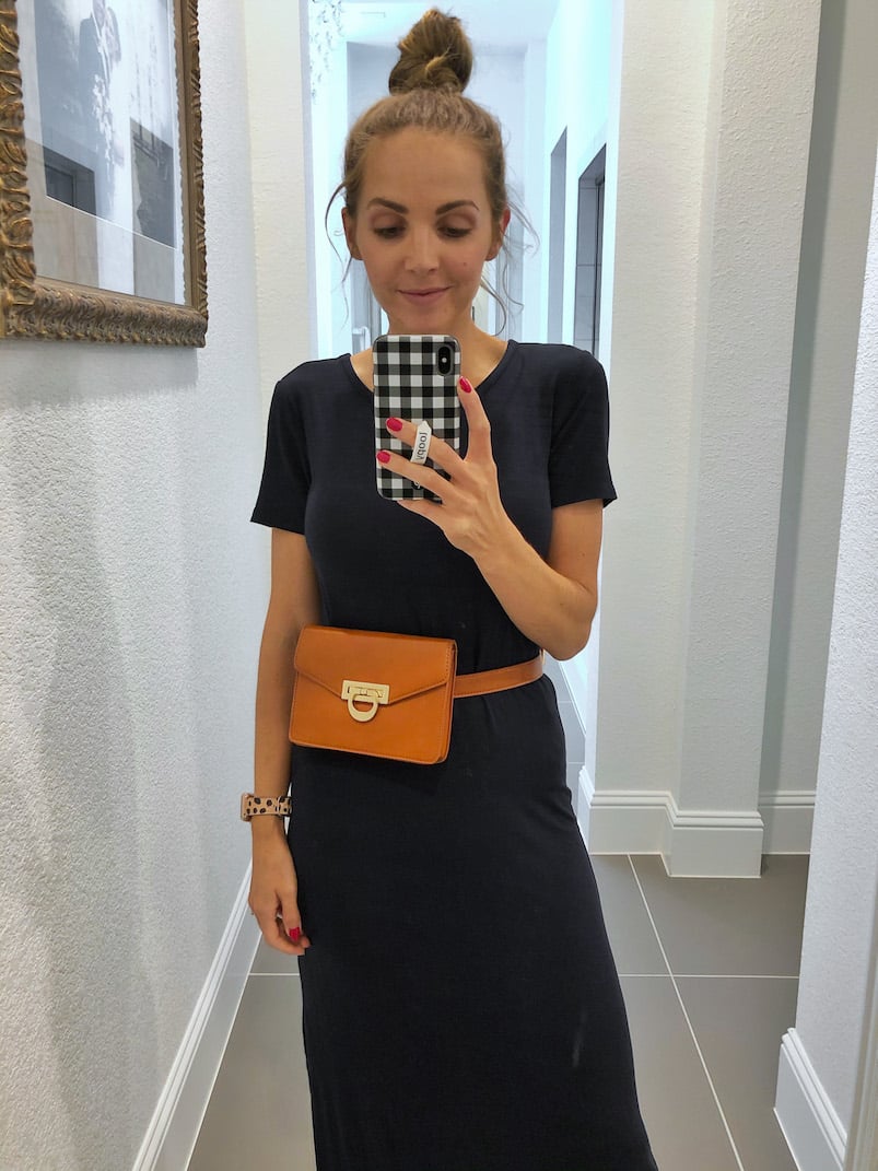 brown faux leather belt bag