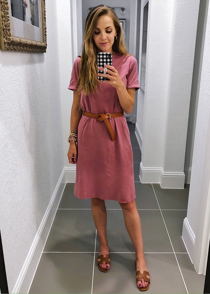 pink t-shirt dress