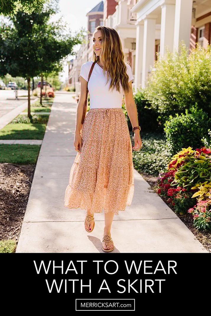 tiered midi skirt with white bodysuit