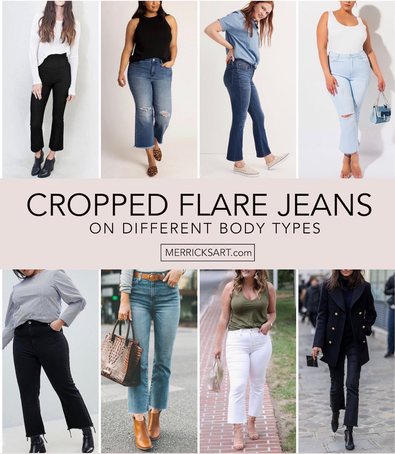 cropped flare jeans collage