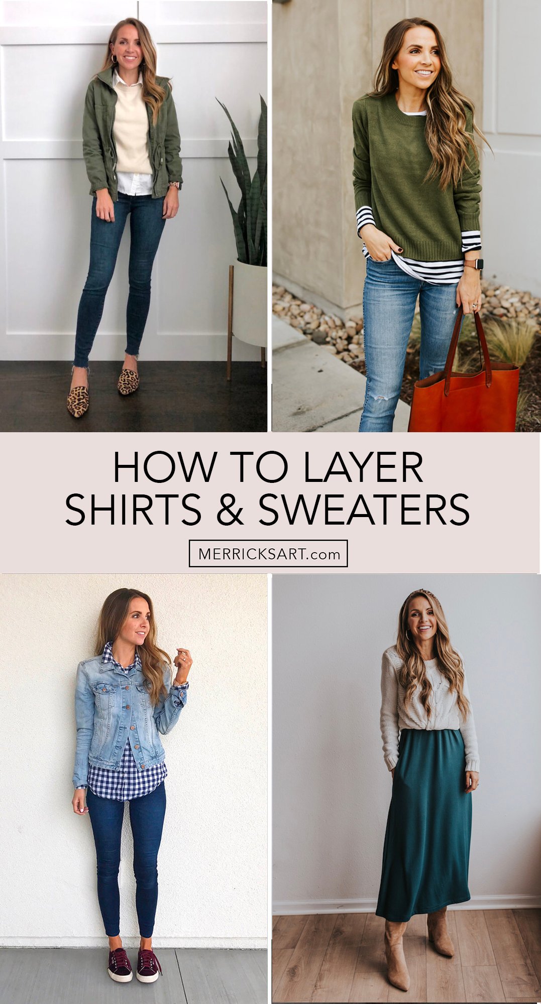 layering shirts and sweaters collage