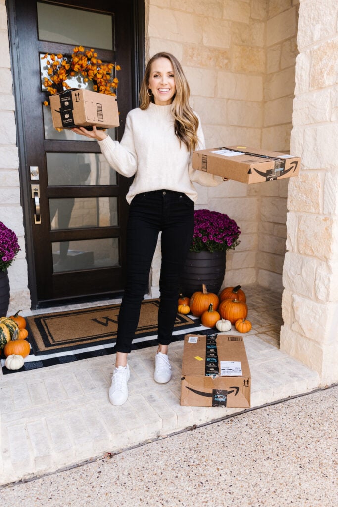 amazon prime day deals front porch with amazon boxes