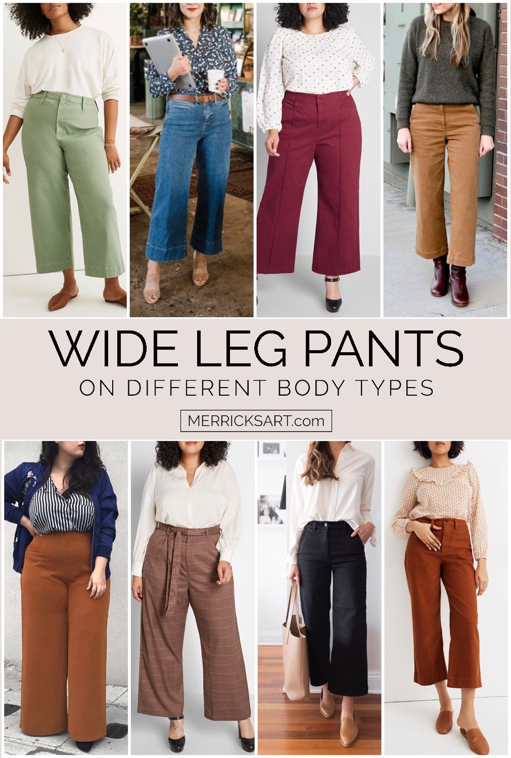 outfits with wide leg pants on different body types
