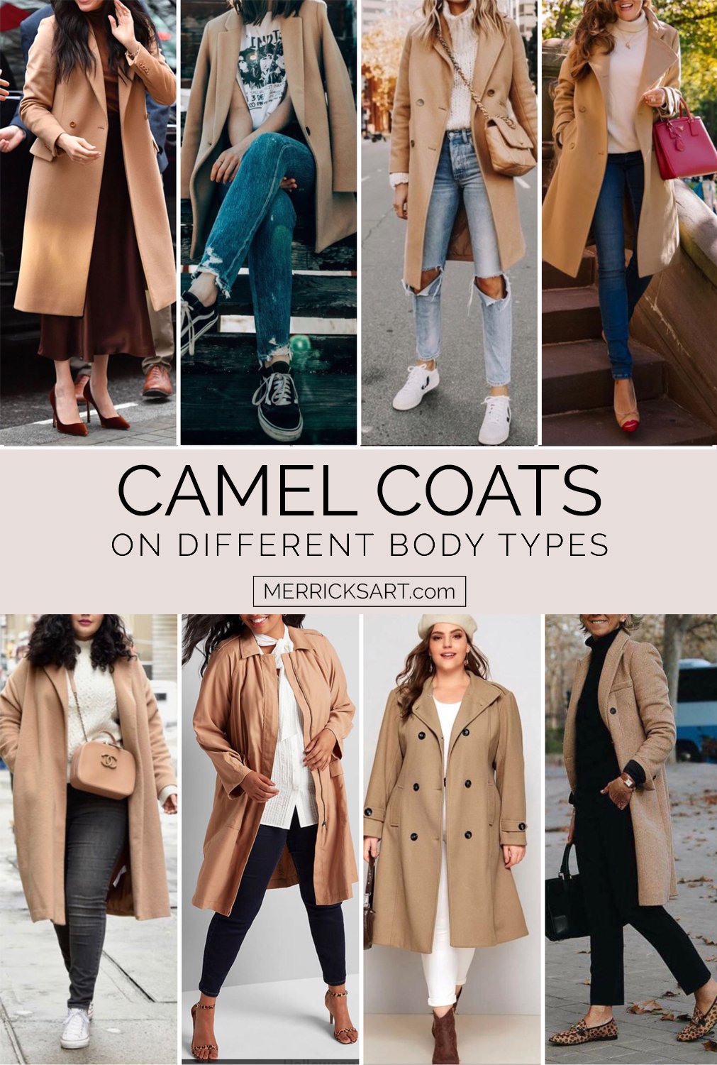 camel coat outfits with different body types