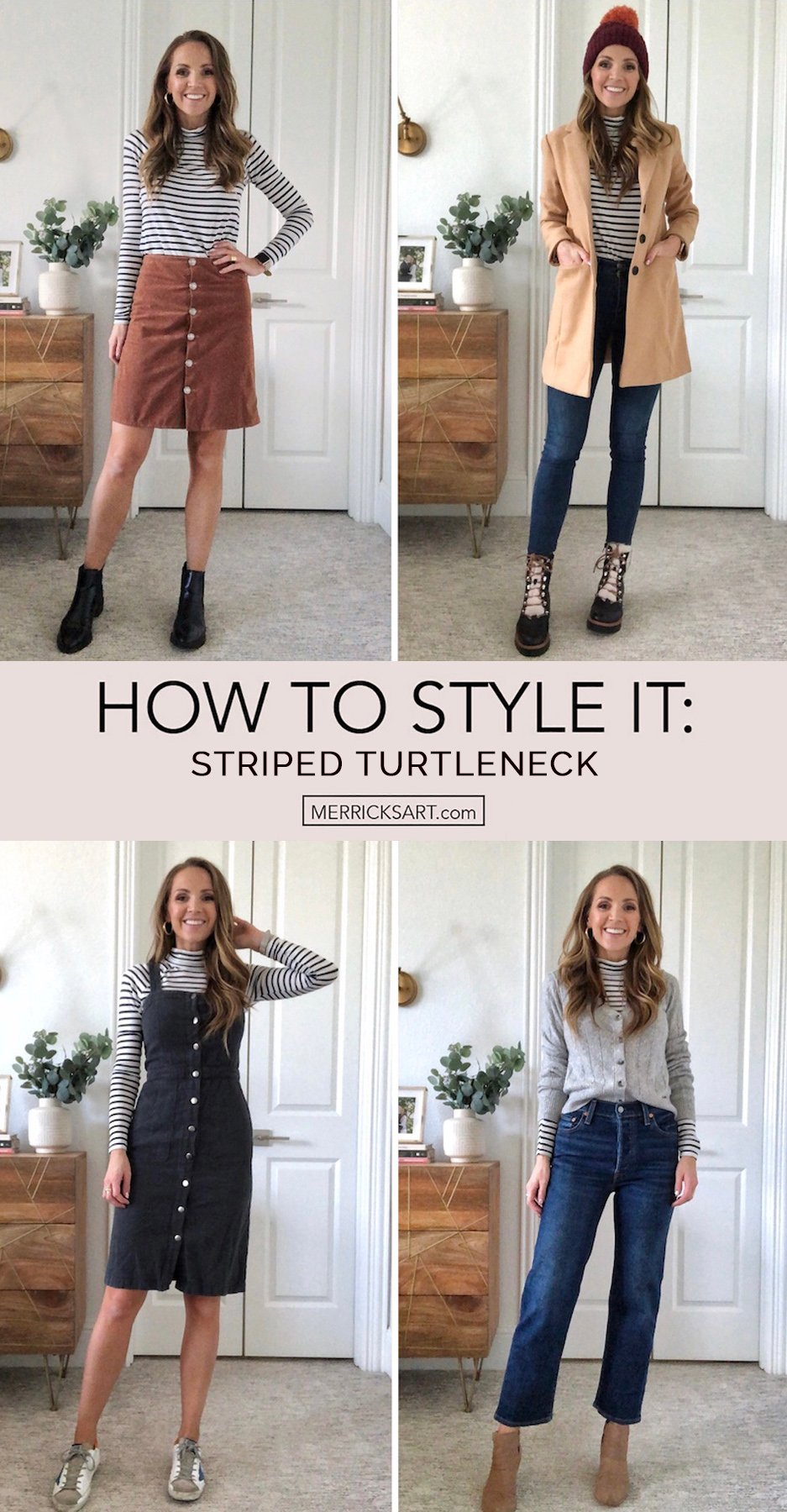 how to wear a striped turtleneck