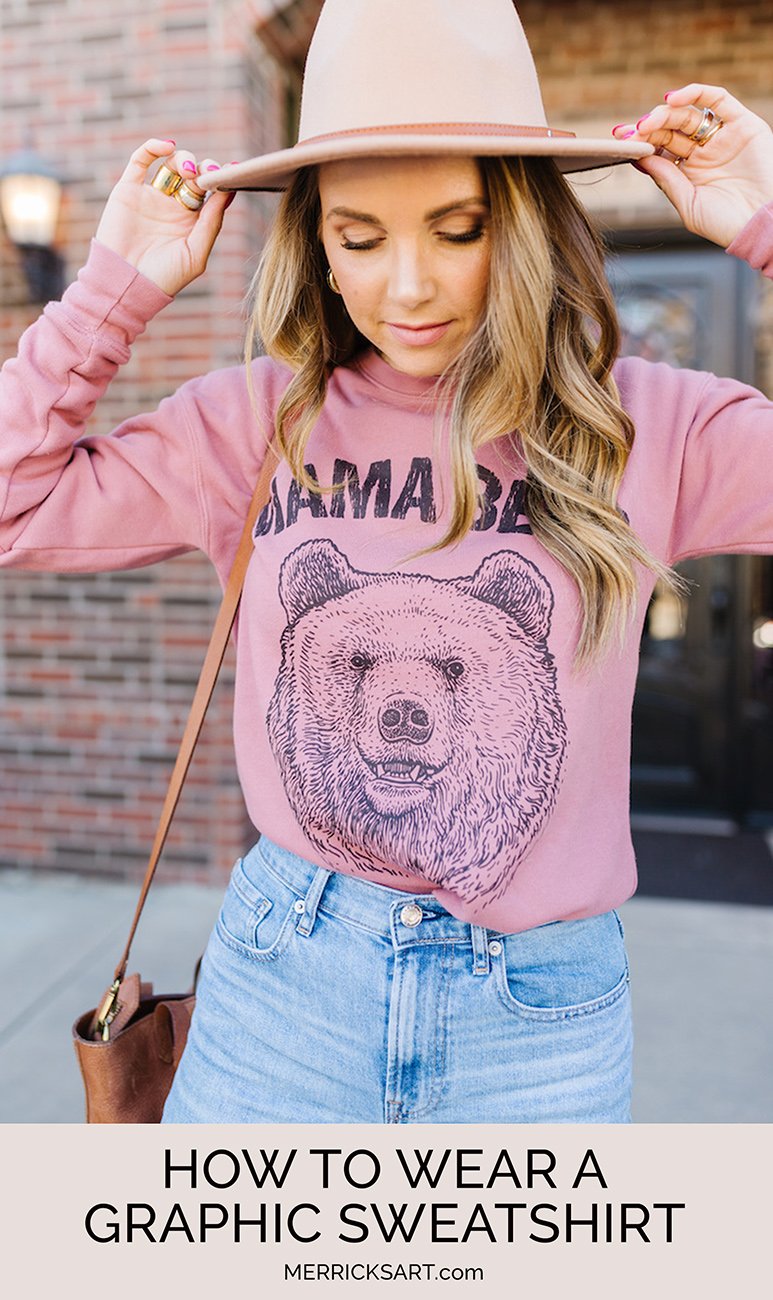 how to wear a graphic sweatshirt outfit
