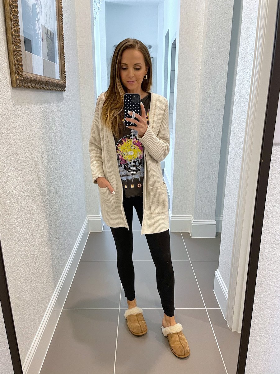 cardigan with graphic tee