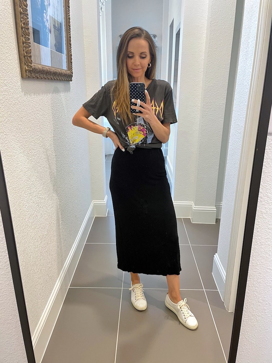 dress with graphic tee