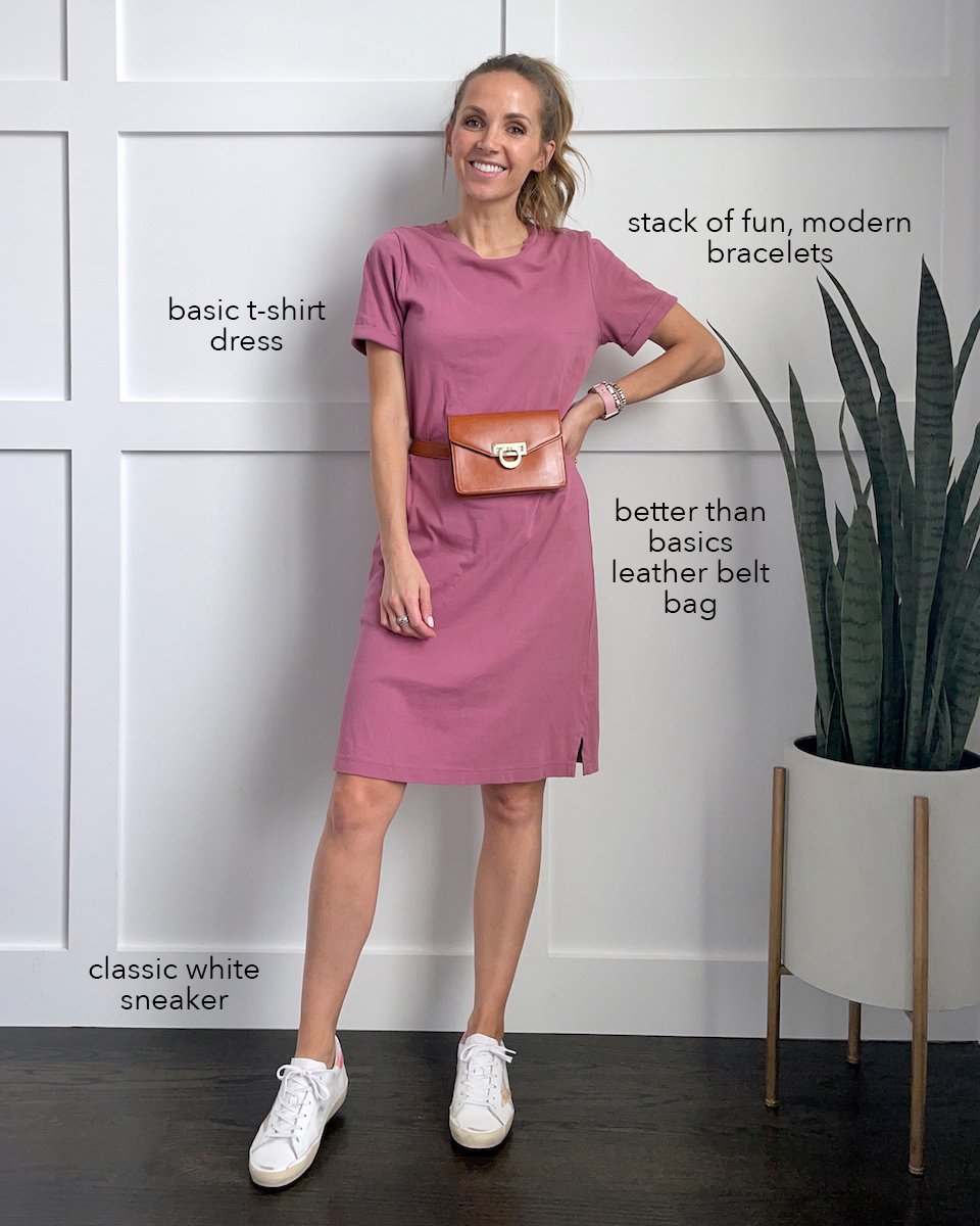t-shirt dress with belt bag