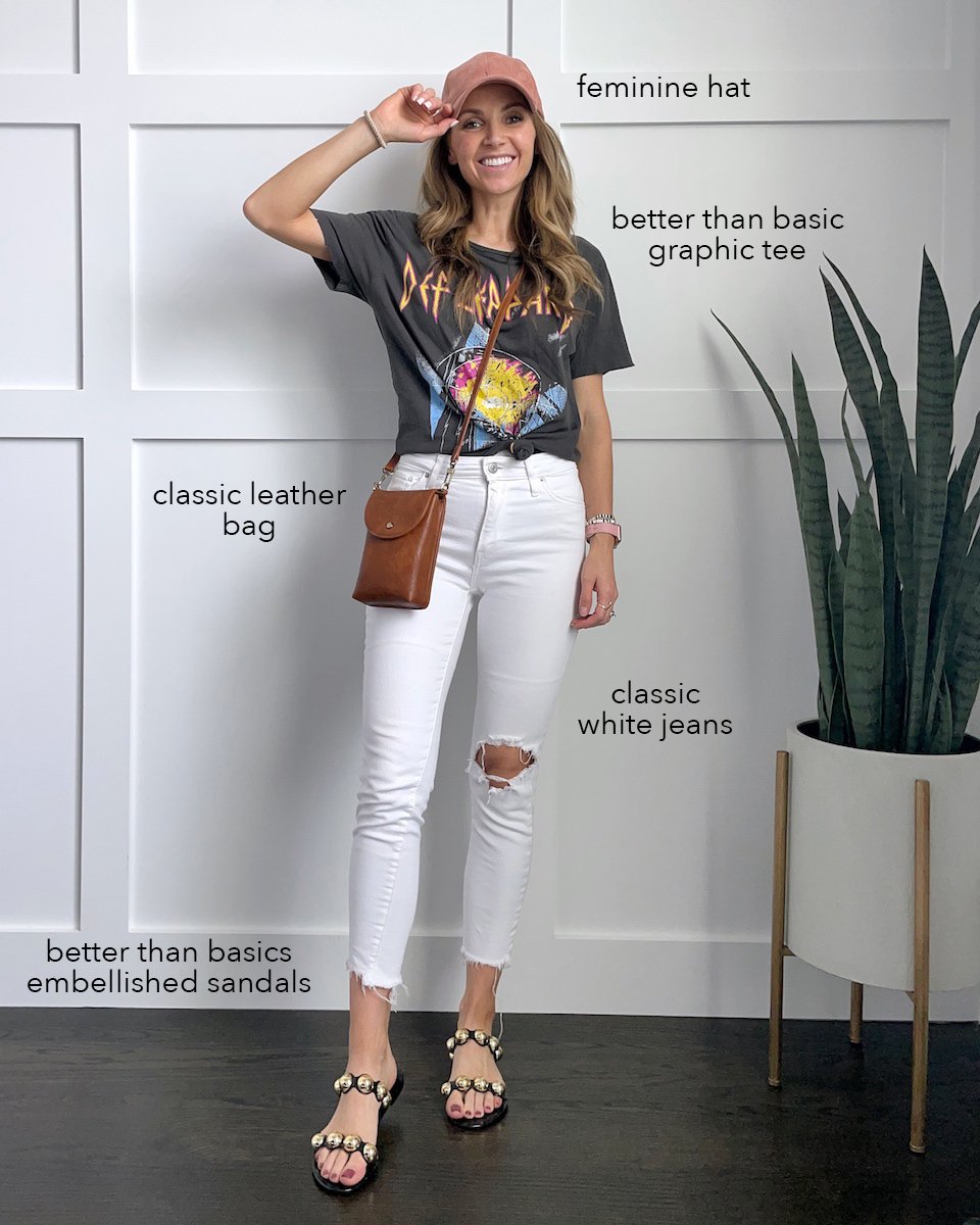 graphic tee with white jeans