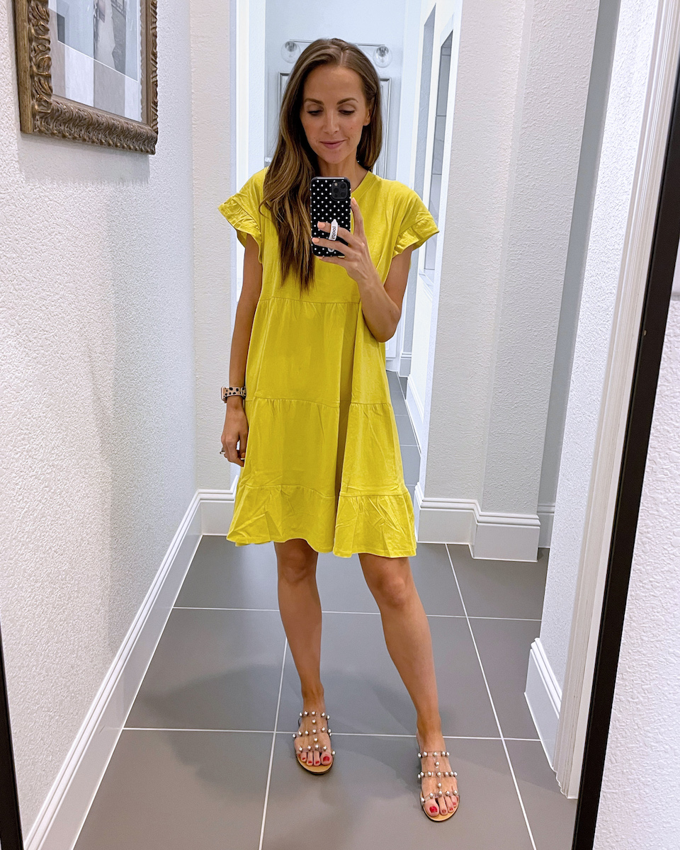 green yellow tiered dress walmart