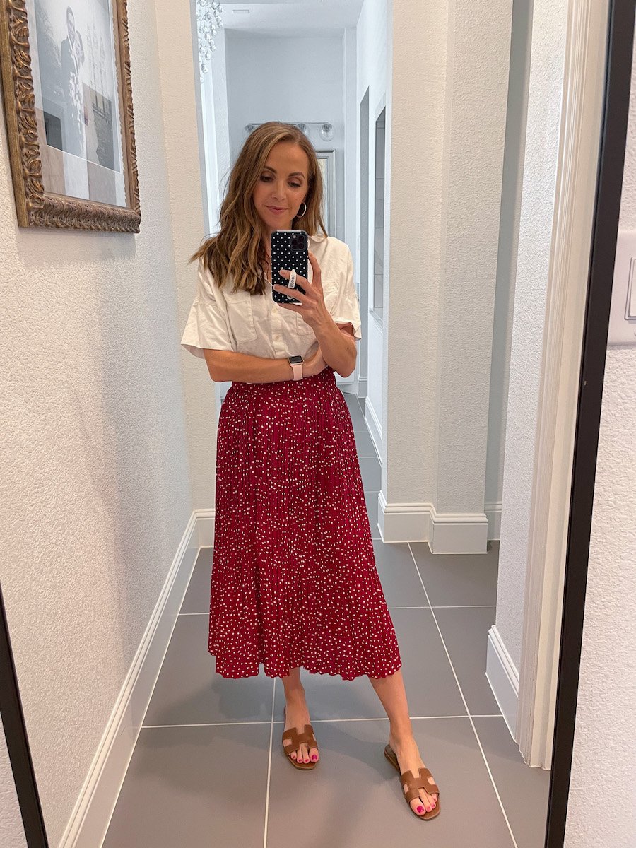 midi skirt and blouse