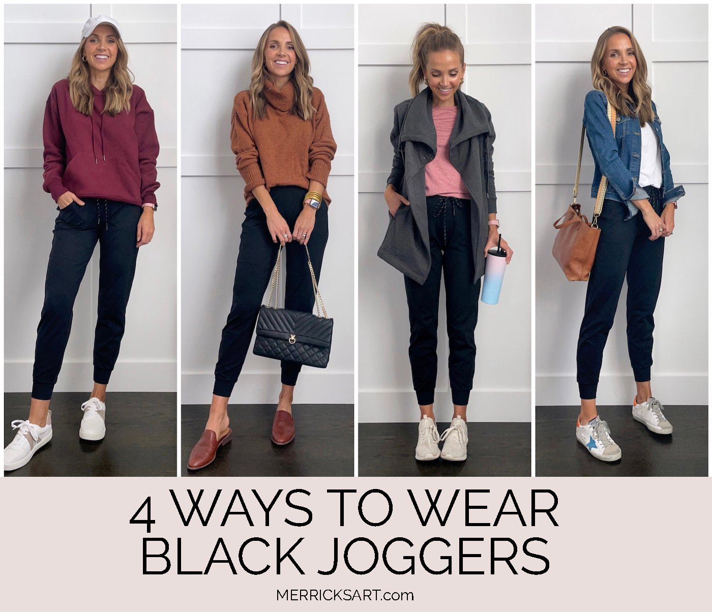 outfits with black joggers