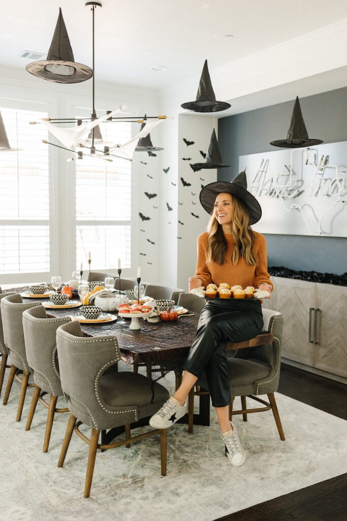floating witch hats table decor