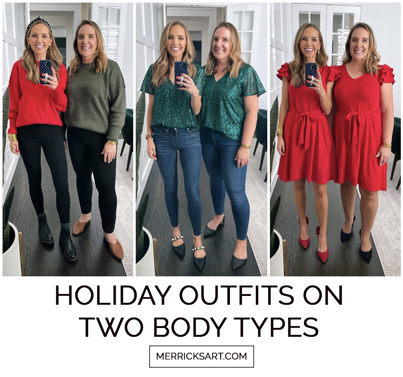holiday outfits on two body types