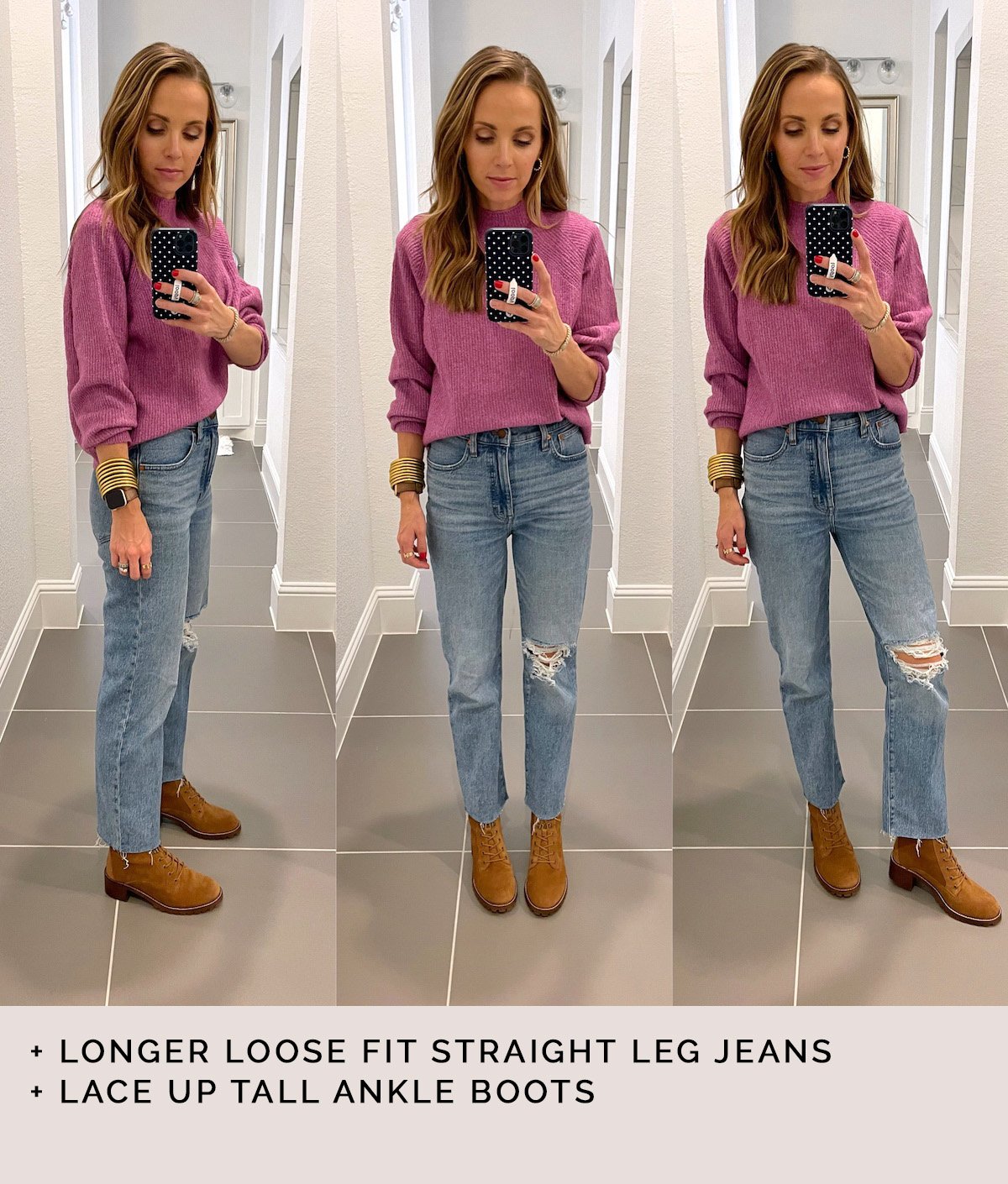 how to wear straight leg jeans and lace up ankle boots