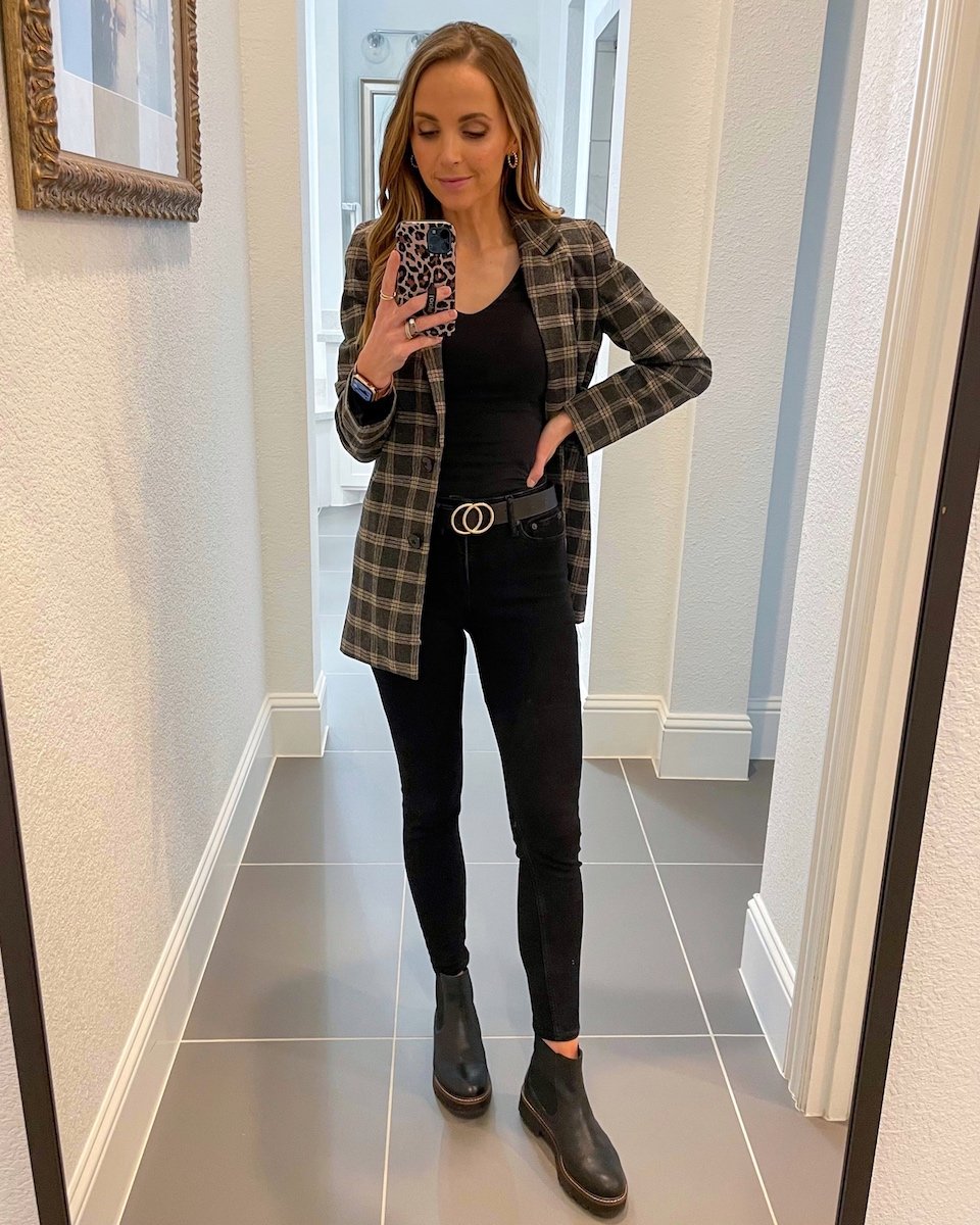 madewell blazer with black jeans