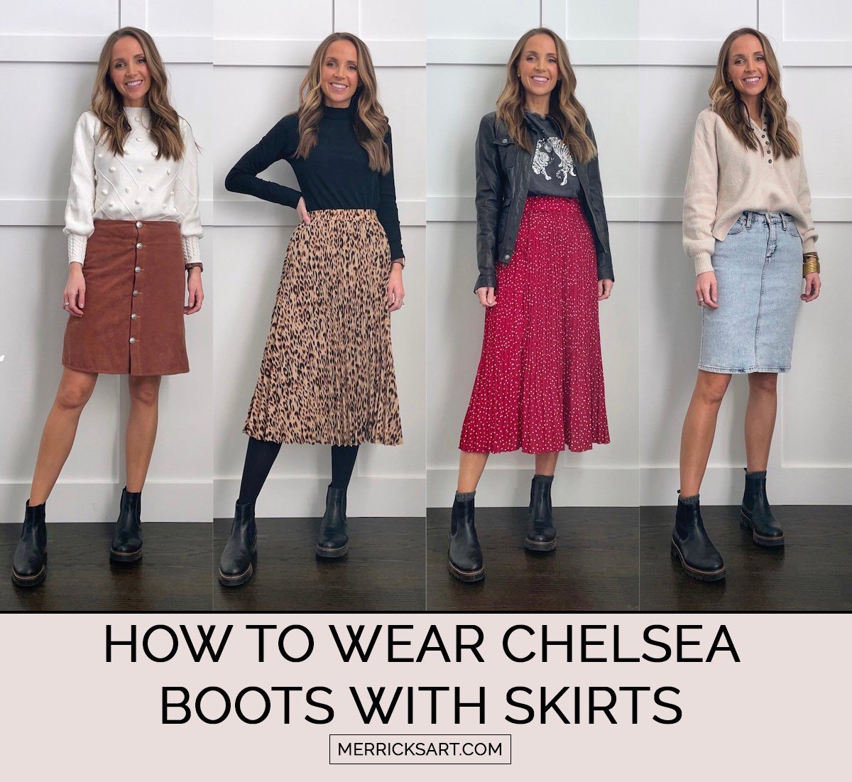 how to wear chelsea boots with skirts