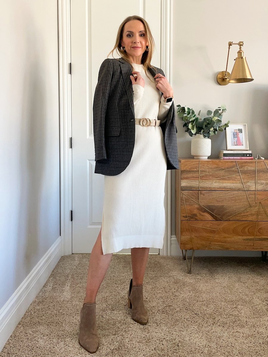 patterned blazer sweater dress merricksart
