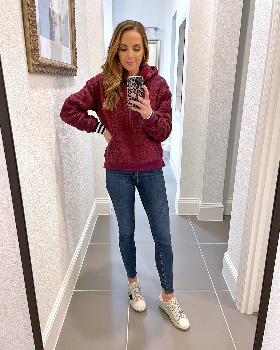 sherpa half zip pullover