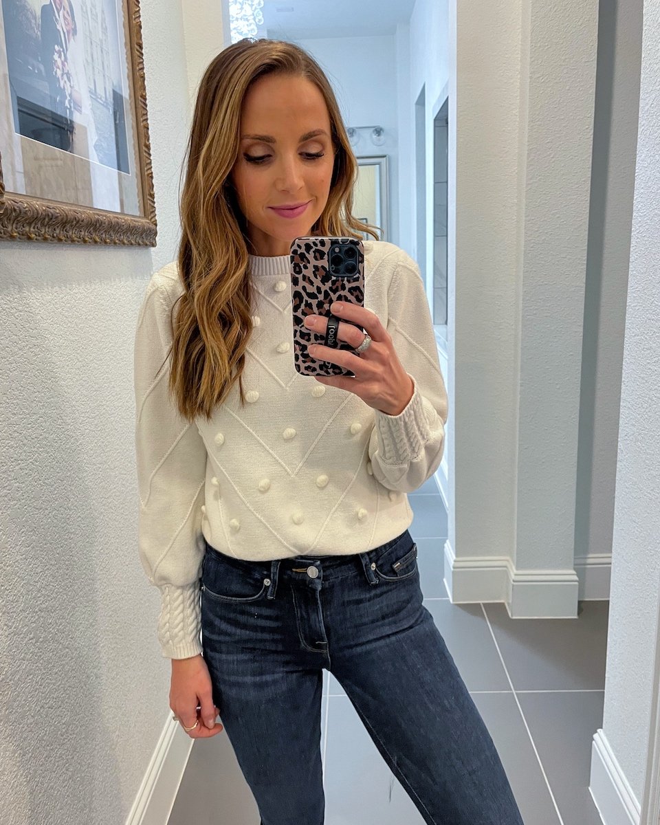 pom pom white amazon sweater