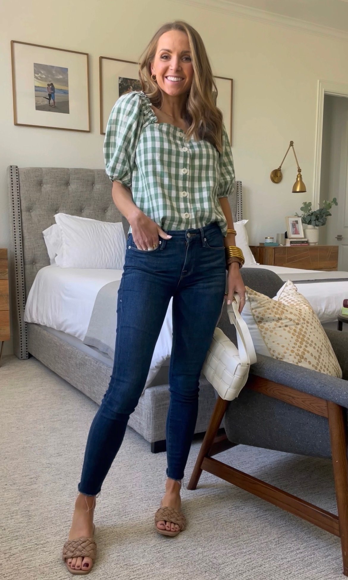 spring outfit green gingham