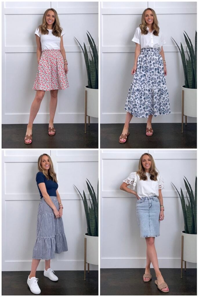 4 casual skirt outfit ideas