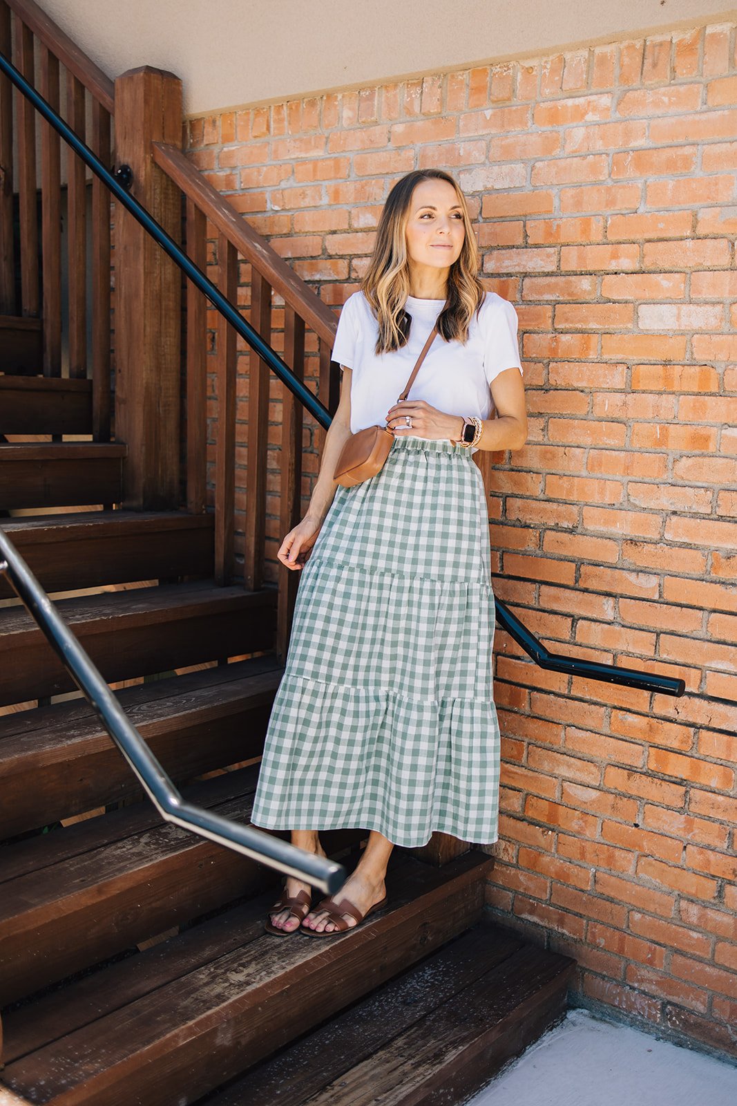 gingham skirt with white tee