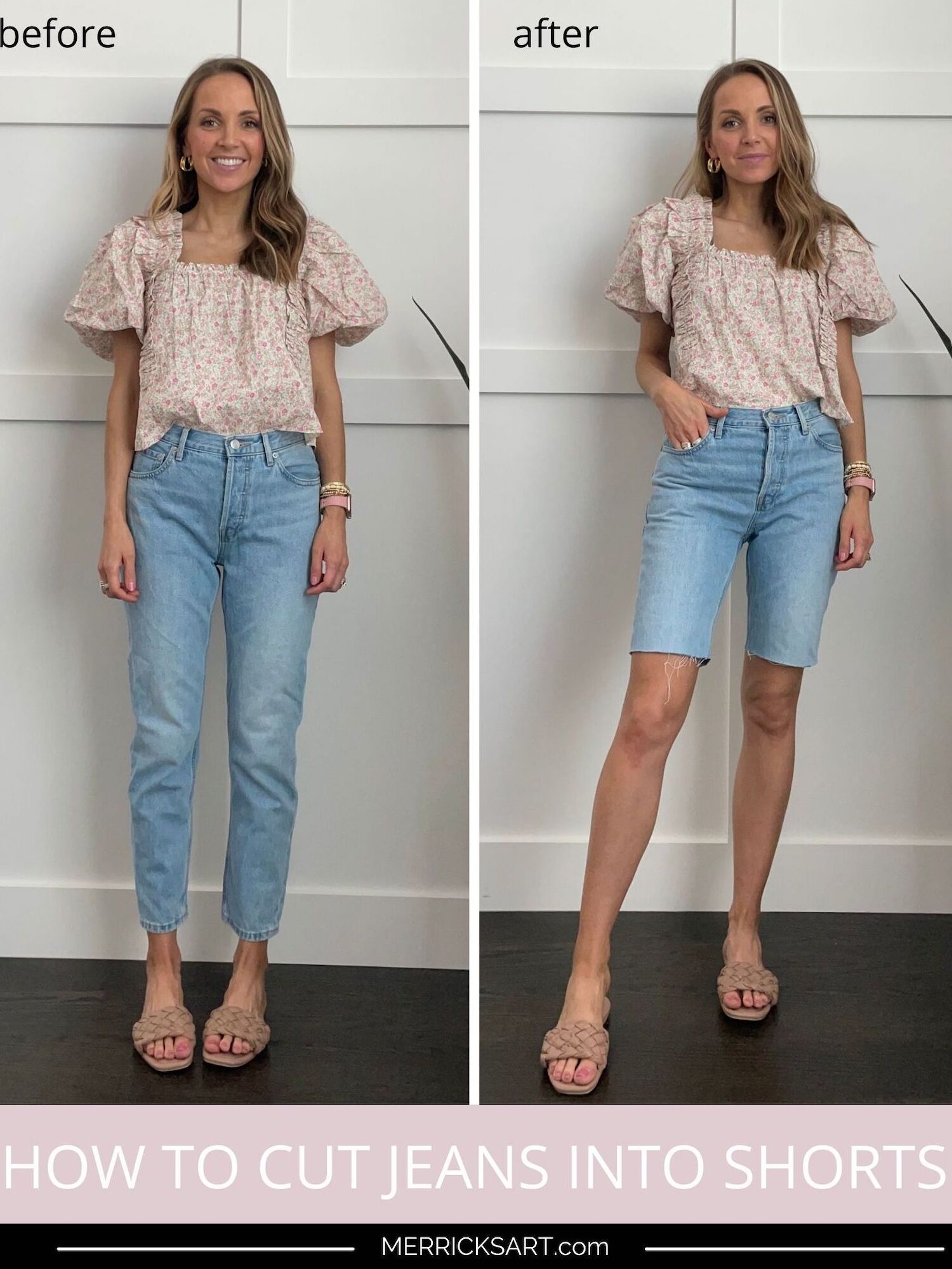 how to cut jeans into shorts
