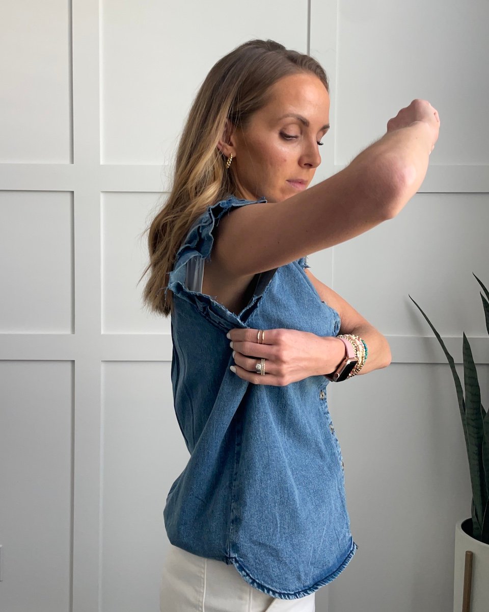 pinch arm hole to measure
