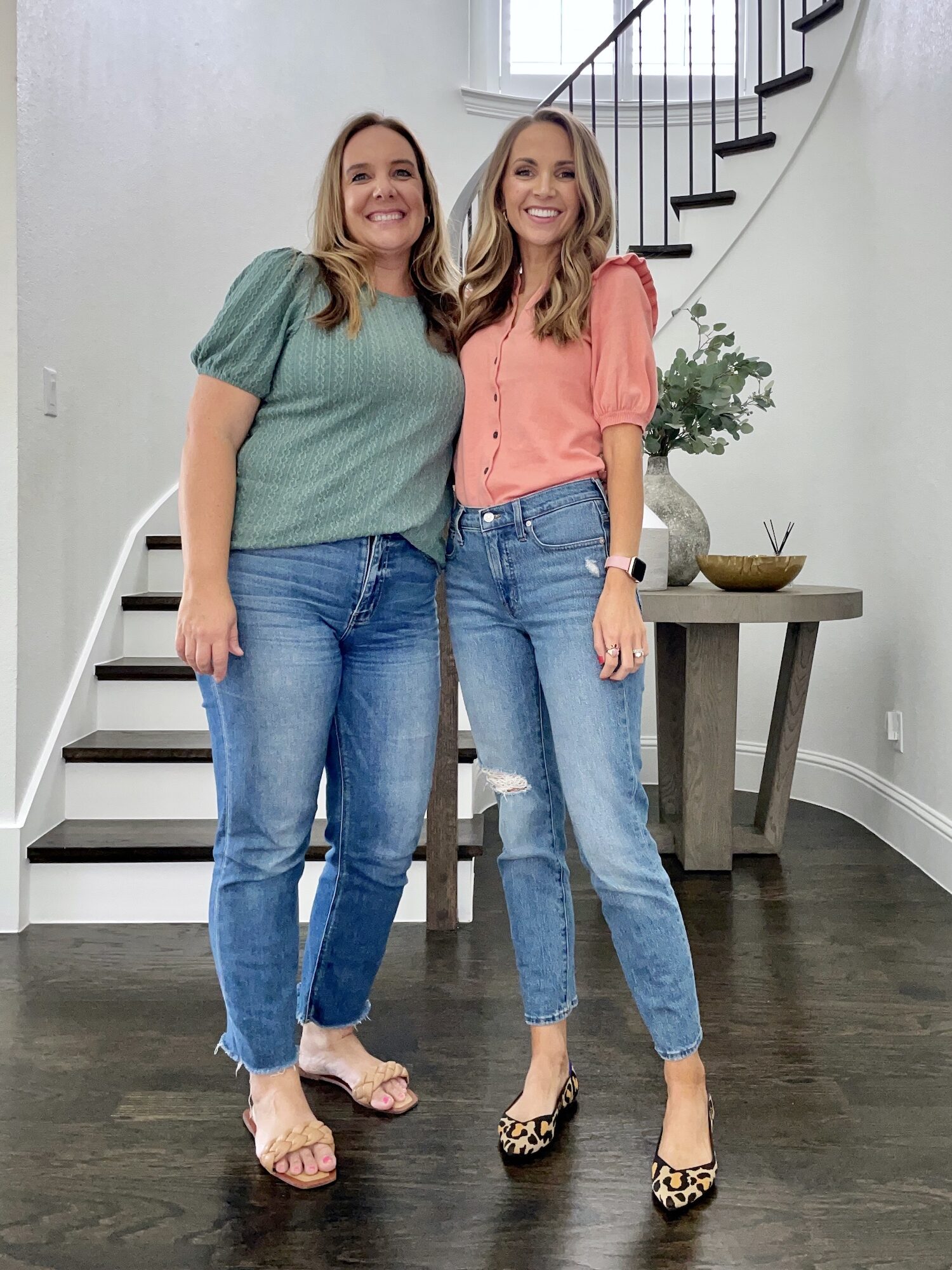straight leg jeans on two body types