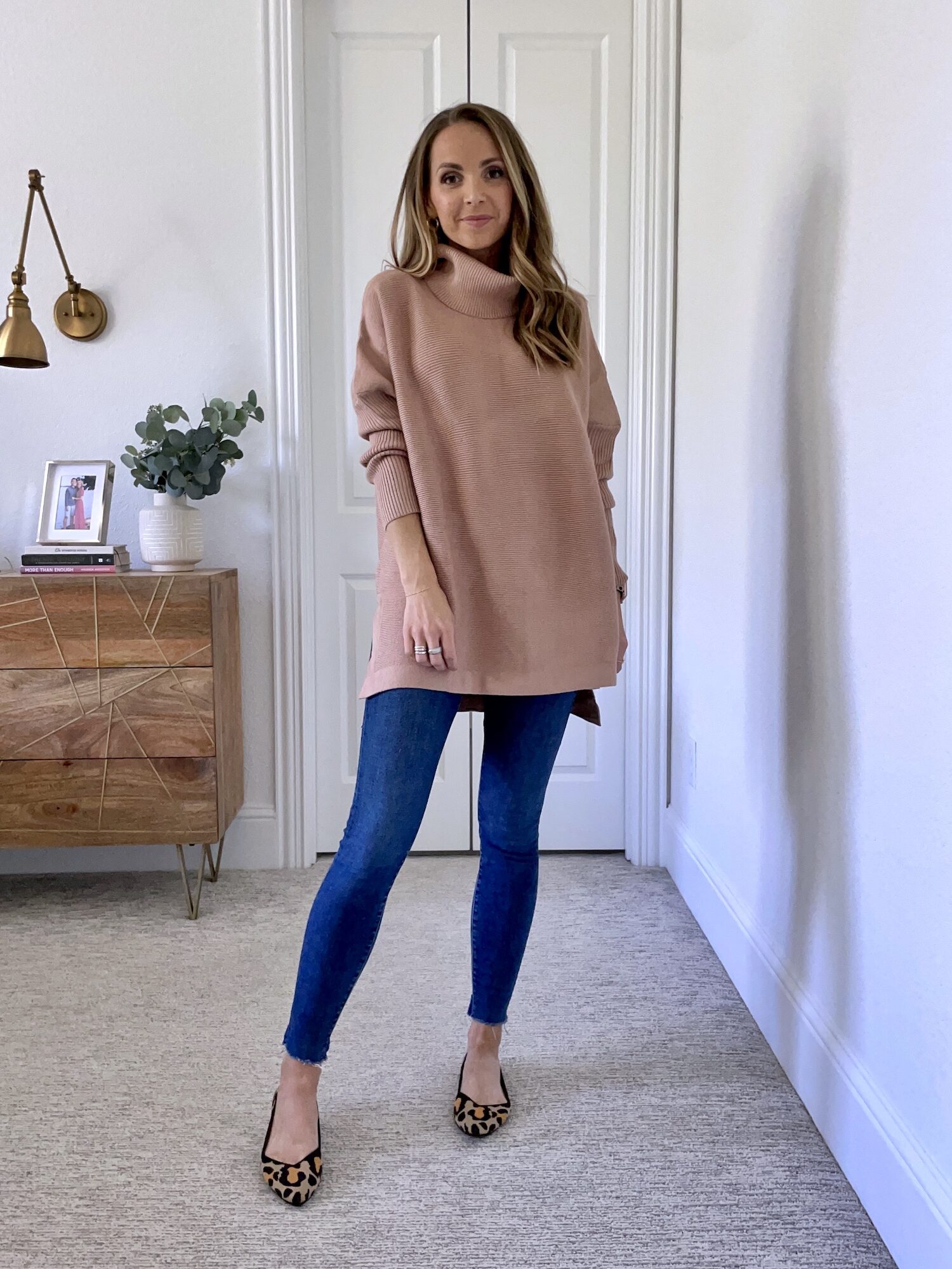 long tunic sweater with skinny jeans