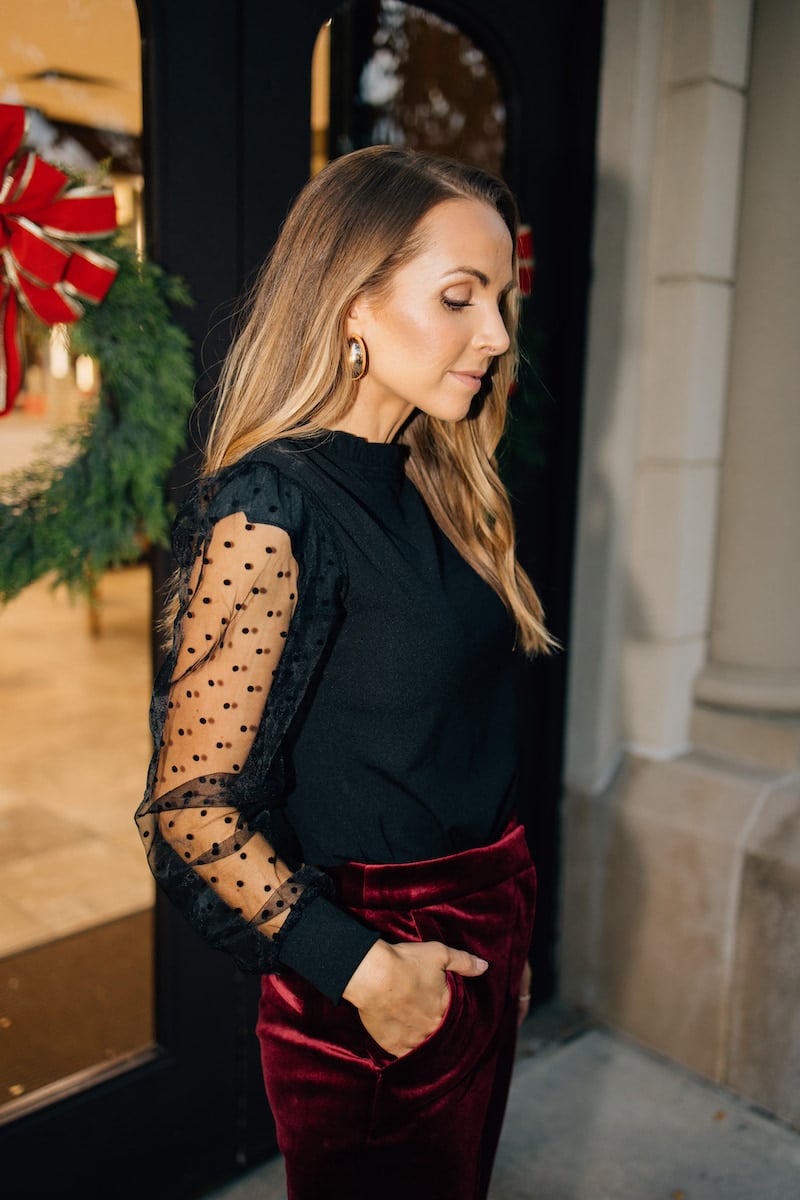 polka dot sheer top