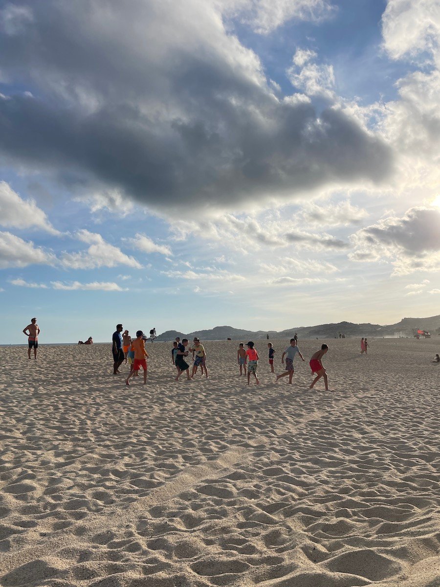 flag football on the sand