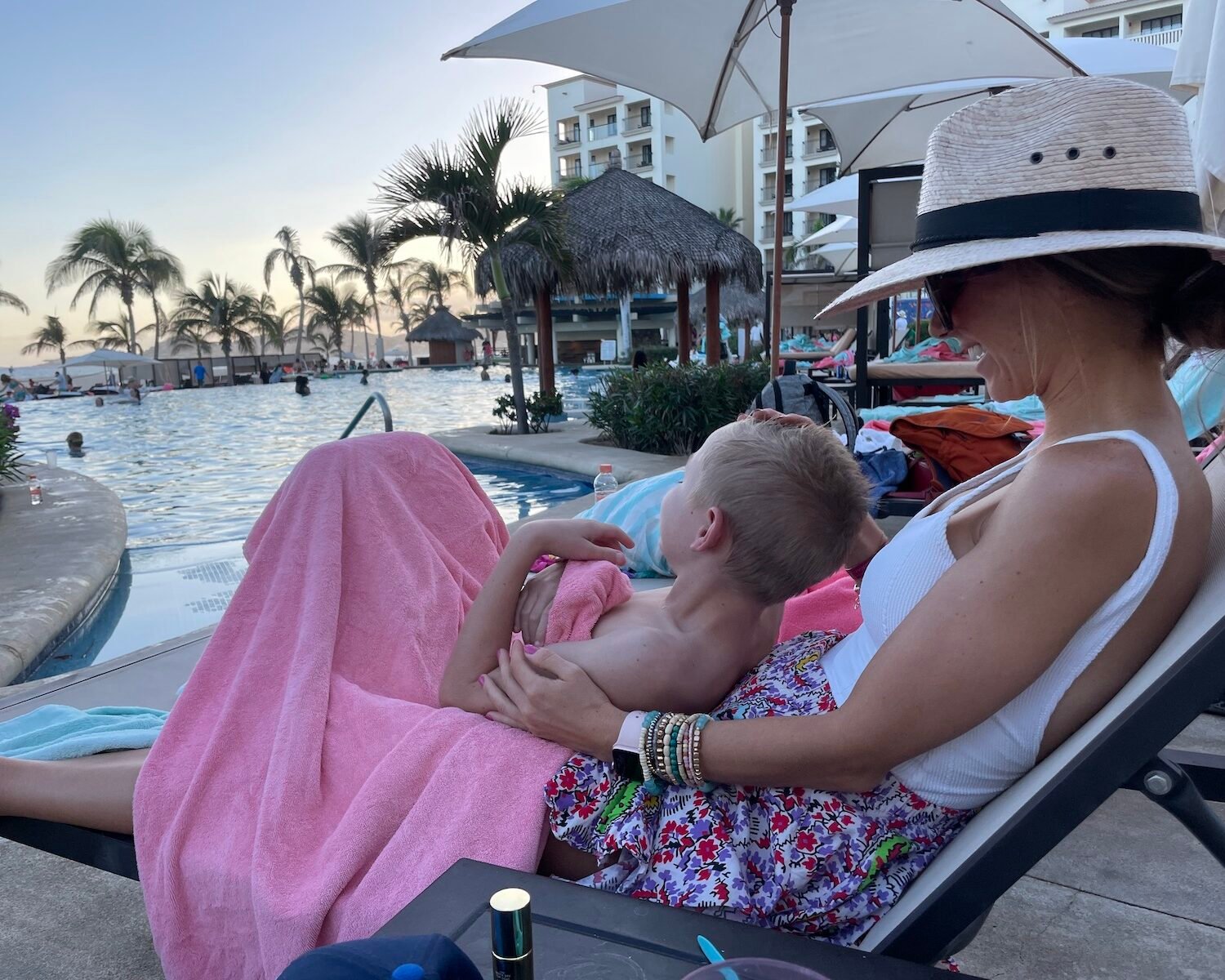 hanging at the pool