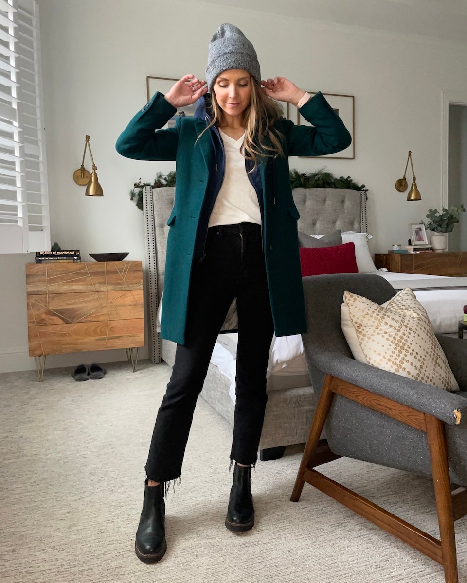 hoodie layered with jacket