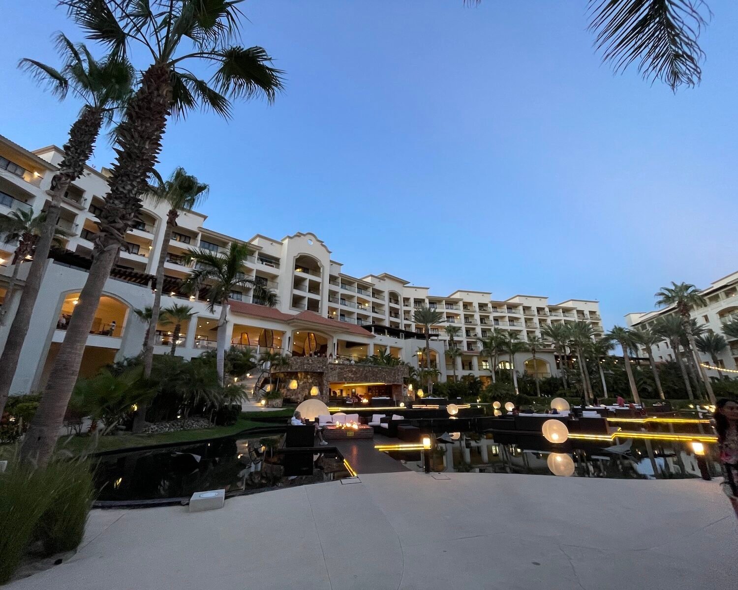 hotel at dusk